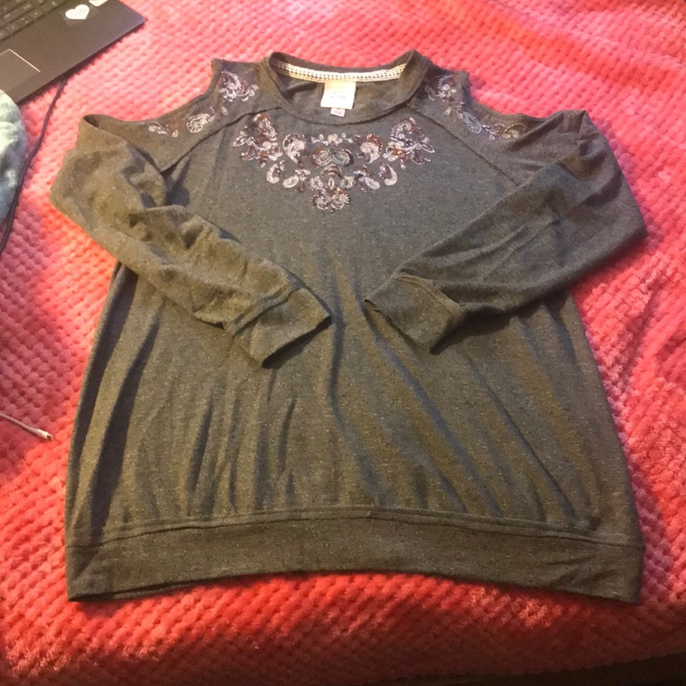 Cold shoulder sweater